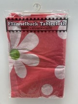 Momentum Brands Flannel Backed Table Cloth Pink and White Daisy Print 52... - $15.72