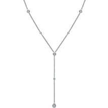 18Carat White Gold Round Diamond Lariat Rubover Necklace 0.32cts G-SI 18&#39;&#39;Inches - £976.58 GBP