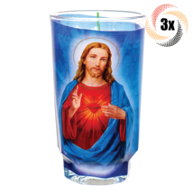 3x Cup Candle Sacred Heart Jesus Glass Candle | Long Burntime | Fast Shipping - £22.40 GBP