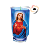 3x Cup Candle Sacred Heart Jesus Glass Candle | Long Burntime | Fast Shi... - $40.04 CAD