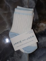 Janie and Jack White/Blue Cable Knit Ribbed Crew Socks Size 3/6 Months B... - £5.74 GBP