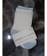 Janie and Jack White/Blue Cable Knit Ribbed Crew Socks Size 3/6 Months B... - £5.72 GBP