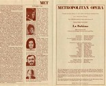 La Boheme Program Metropolitan Opera 1977 Luciano Pavarotti Renata Scotto - £14.08 GBP