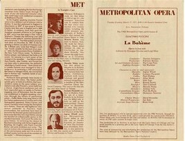La Boheme Program Metropolitan Opera 1977 Luciano Pavarotti Renata Scotto - £14.01 GBP