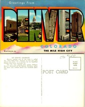 Colorado Denver Greetings Capital Mile High City Big Letters Vintage Postcard - £7.36 GBP