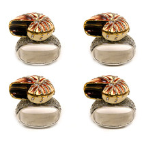 Set of 4 Rhinestone Encrusted Metal Nautilus Shell Napkin Rings - $33.91