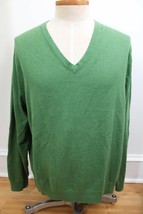 Lands End XL 46-48 Green Supima Cotton Knit V-Neck Pullover Sweater - £18.36 GBP