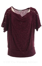 NY Collection Ladies Metallic Sweater Cowl-Neck Wine Jazz Plus Size 1X - £21.26 GBP