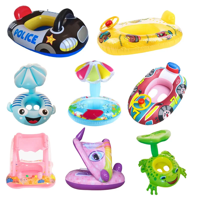 Inflatable Baby Swimming Rings Seat Floating Sun Shade Toddler Swim Circle Funny - £13.09 GBP+