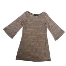 Sharagano Crochet Knit Sheath Dress Mesh Bell Sleeves Women&#39;s Size 10 Beige  - £3.98 GBP