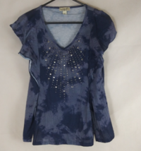 One World Studded Shooting Star Design Cap Flutter Sleeve Tie Dye Shirt PS - $9.89