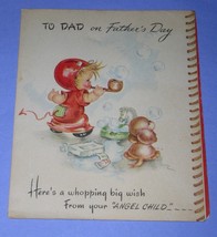 Forget Me Not Father&#39;s Day Greeting Card Vintage 1940&#39;S To Dad Scrapbooking - £11.71 GBP