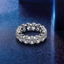 Eternity Oval cut Moissanite Diamond Ring 100% Original 925 sterling silver Enga - £69.54 GBP