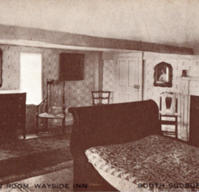 South Sudbury Massachusetts Wayside Inn Longfellow Room Postcard Vintage - $12.99