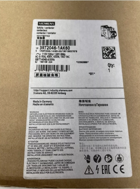 NEW SIEMENS 3RT2046-1AK60 MOTOR CONTACTOR 120V COIL AC-3 45KW 1NO,1NC - $279.00