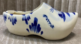Vintage Shoe Ceramic Holland Painted Decor Decorative Blue &amp; White Candlestick - £12.52 GBP