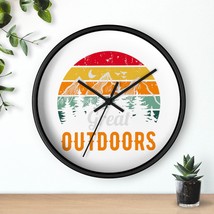 Retro Sunset and Mountain Range Silent Wall Clock - 10x10 inch Wood Frame - £34.88 GBP