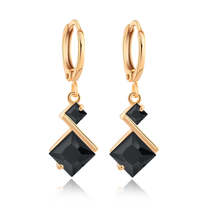 Black Crystal &amp; 18K Gold-Plated Princess-Cut Drop Earrings - £11.18 GBP