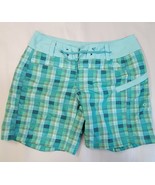 The North Face Women&#39;s Size 4 Turquoise Green Blue Tones Plaid Board Shorts - £6.71 GBP