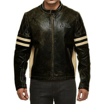 Black Royal Enfield Biker Genuine Leather For Men’s Cafe Racer Motorcycle Jacket - £101.23 GBP