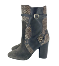 Tory Burch Boots Python Snake Embossed Brown Leather Suede Boot SZ 6 New SH17 - $199.20