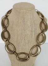 Vtg Baskin Brothers gold tone brutalist hammered metal large chain link necklace - £11.98 GBP