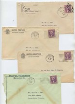 4 Illinois Hotel Covers 1930&#39;s Nelson Orlando Parkside Fox Hotels - £13.99 GBP