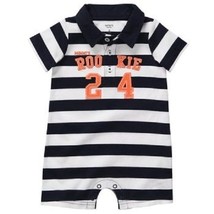 Boys Carter&#39;s Romper Polo Shortall Onepiece &quot;Mommys Rookie 24&quot; 6M Stripe... - $177.59 MXN