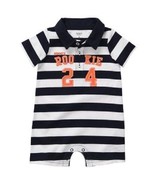 Boys Carter&#39;s Romper Polo Shortall Onepiece &quot;Mommys Rookie 24&quot; 6M Stripe... - $177.59 MXN