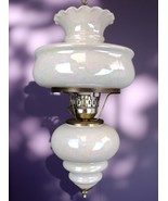 Hanging Swag Lamp Pearl Iridescent Milk Glass Opalescent GWTW Electric O... - $5,533.50 MXN