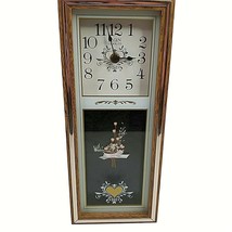 Vintage Elgin Wall Clock Quartz Battery Movement Dried Flowers Wood - £23.26 GBP