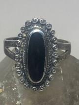 Long onyx ring size 10 beaded southwest sterling silver women - $38.61