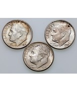 Lot of 3 Roosevelt Dimes (1950-P,D,S) in Choice BU Condition, Mostly White - $76.92 CAD