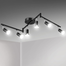 LED 6 Light Track Lighting Kit, Black 6 Way Ceiling Spot Lighting, Flexi... - €57,14 EUR