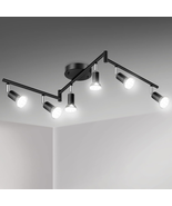 LED 6 Light Track Lighting Kit, Black 6 Way Ceiling Spot Lighting, Flexi... - €57,14 EUR