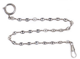 1  POCKET WATCH CHAINS STAINLESS Silver tone CLASP  RING CLIP NEW - $16.45
