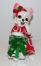 NWT 2019 ANNALEE 611419 CHRISTMAS SWIRL GIFT MOUSE 6&quot; DOLL - $23.51
