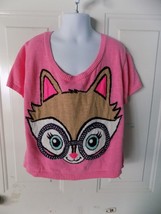 Justice Cropped Sweater Short Sleeve Pink Fox W/Glasses Size 14 Girl&#39;s EUC - $13.87