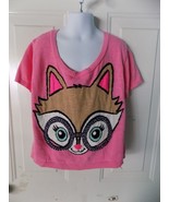 Justice Cropped Sweater Short Sleeve Pink Fox W/Glasses Size 14 Girl&#39;s EUC - $23.22 CAD
