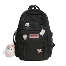 Nylon Waterproof Women Backpack College Style Pure Color Schoolbag For Teenage G - £39.38 GBP