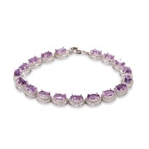 Real 925 Sterling Silver Bracelets On Hand For Women Natural Amethyst Gemstone H - £89.94 GBP