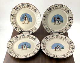 Snowmen Holiday 2004 Set Of 4 Different Salad Plate&#39;s Cambridge Potteries - £17.68 GBP