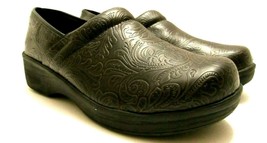 Safe T Step Gretchen Womens Sz 10 Brown Professional Comfort Tooled Clog Shoes  - £44.29 GBP