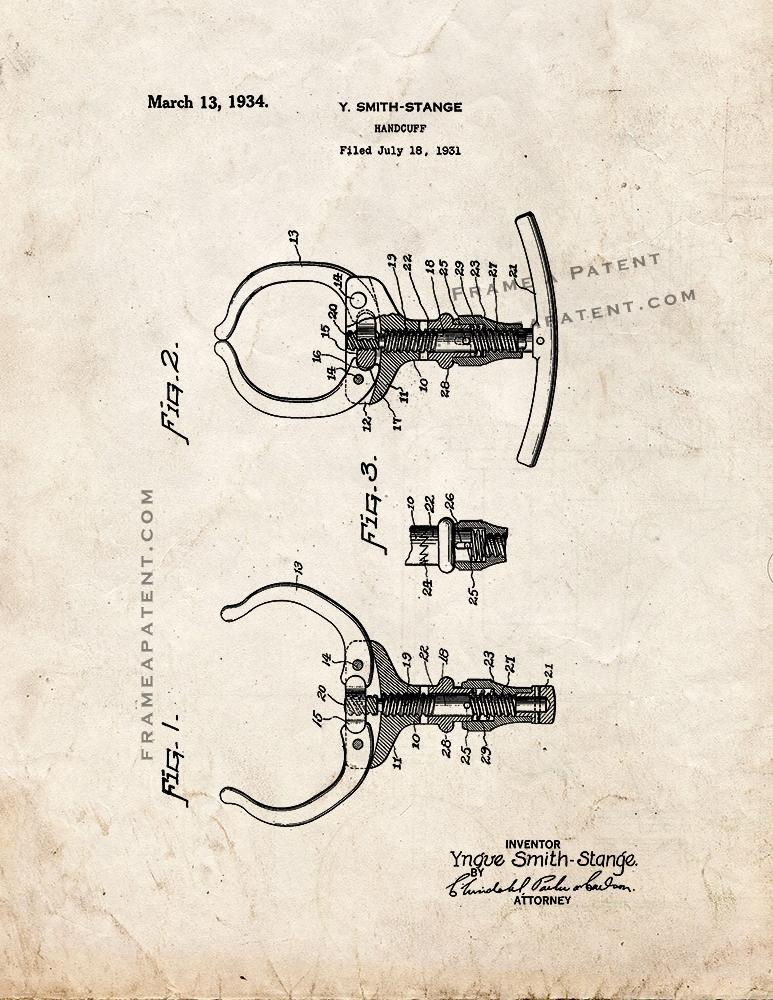 Handcuff Patent Print - Old Look