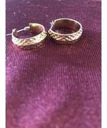 Vintage Monet Earrings Gold Tone Wide Hoops - £9.61 GBP