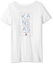 NWT NCAA Kansas Jayhawks Women&#39;s Medium White Front/Back V-Neck Tee Shirt - £13.18 GBP