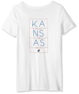 NWT NCAA Kansas Jayhawks Women&#39;s Medium White Front/Back V-Neck Tee Shirt - £13.38 GBP