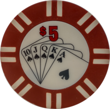 Royal Flush Poker Chips with Denomination $5 - set of 50 red chips - £15.80 GBP