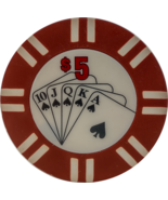 Royal Flush Poker Chips with Denomination $5 - set of 50 red chips - £15.92 GBP