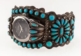 Navajo Needlepoint Cuff Watch by F.M. Begay 38mm Wide - $1,017.93